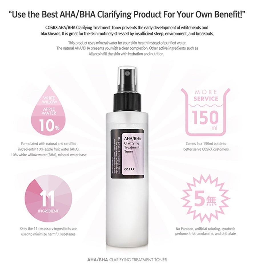 Cosrx AHA-BHA Clarifying Treatment Toner - HallYu Cosmetics - 1