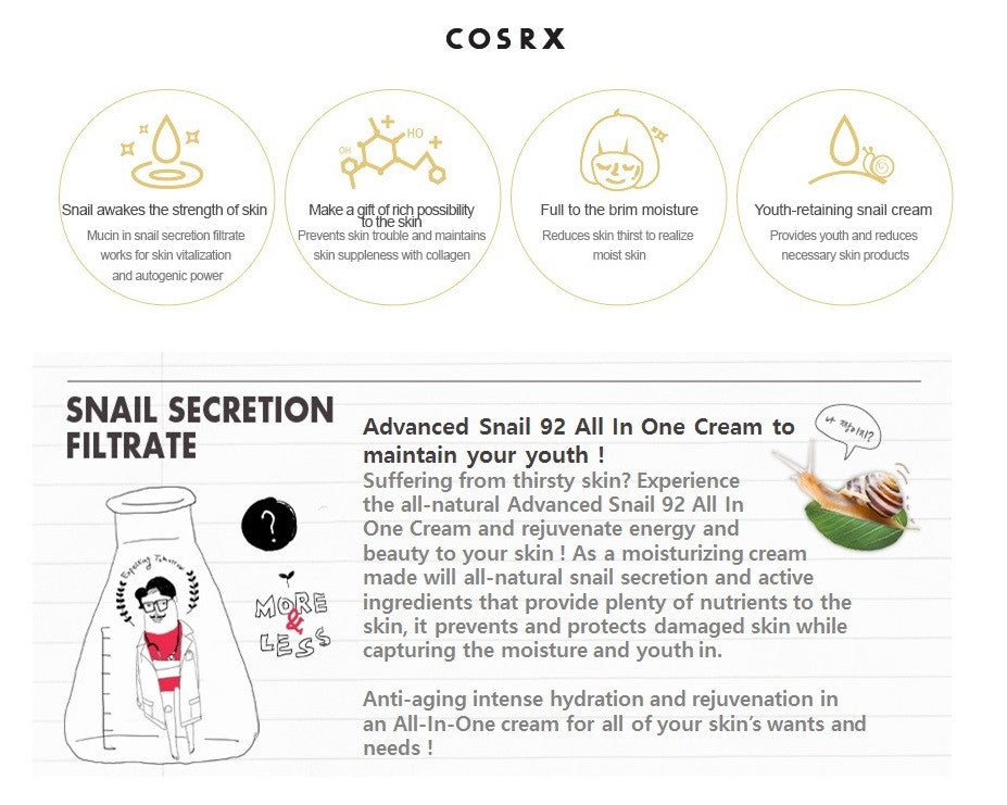 Cosrx Advanced Snail 92 All in one Cream - HallYu Cosmetics - 3