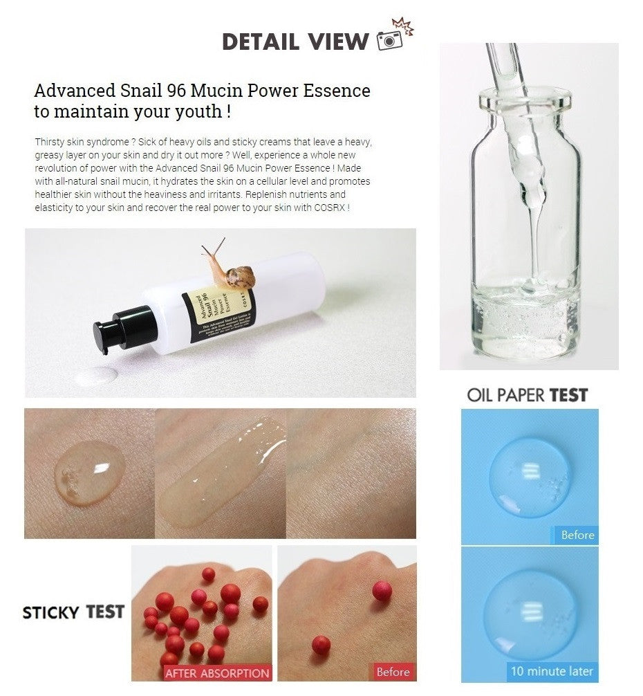 Cosrx Advanced Snail 96 Mucin Power Essence - HallYu Cosmetics - 4